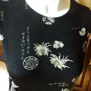 Susan Laurence shirt size Large black polyester.